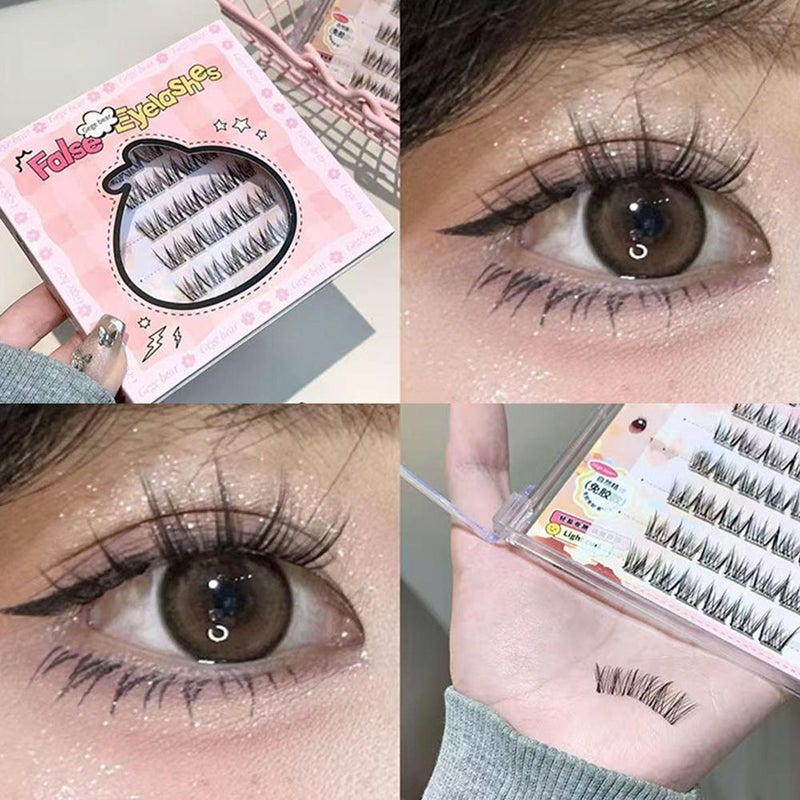 Gegebear Rootless Glue-Free False Eyelashes - Naturally Curled, Transparent Roots, Self-Adhesive Eyelashes